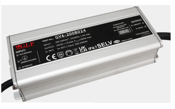 Transfo LED GV6 200W DC24V 8.3A IN200V IP67 (ref.8220124)